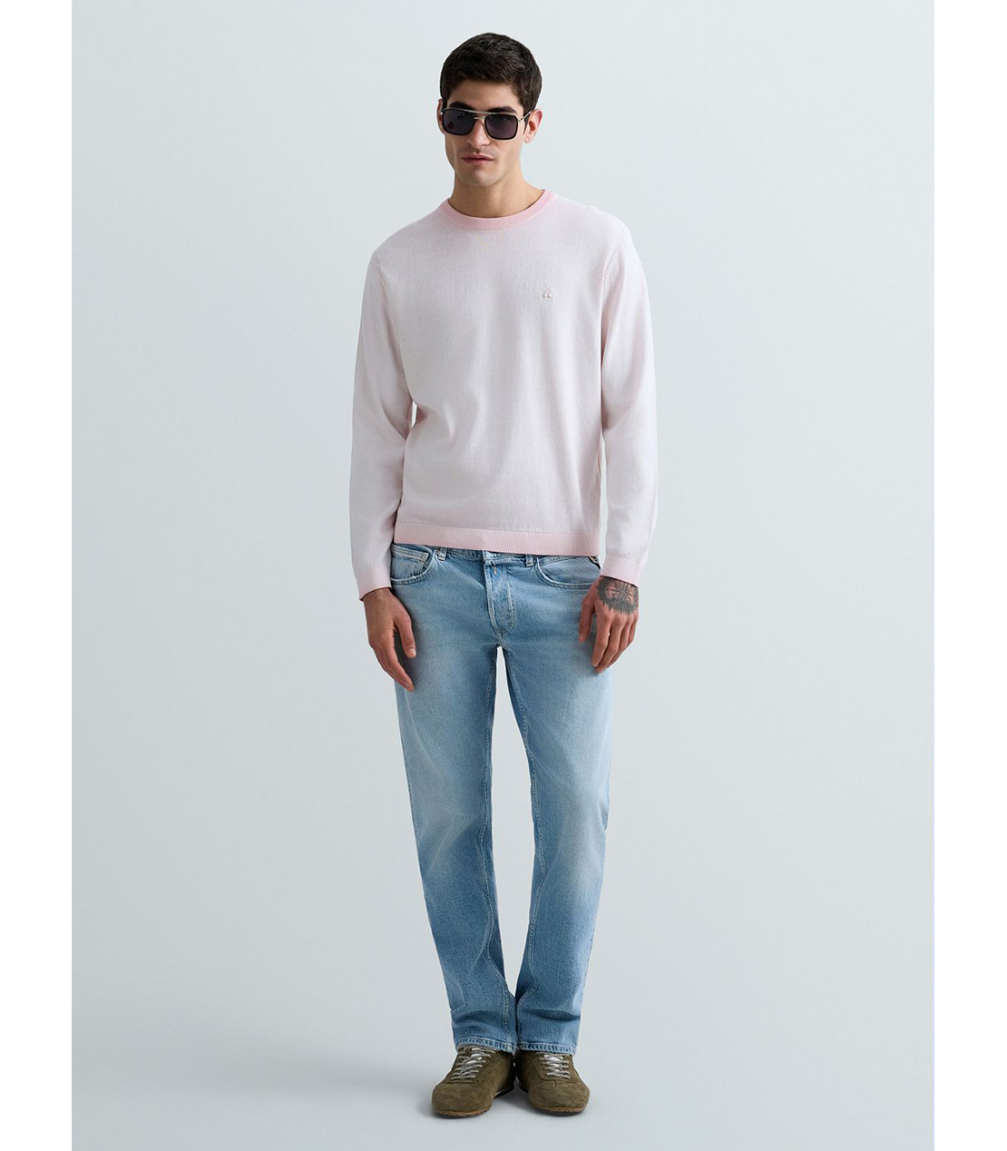 オンブレコットンクルーネックロングスリーブセーター 詳細画像 ペールピンク 2